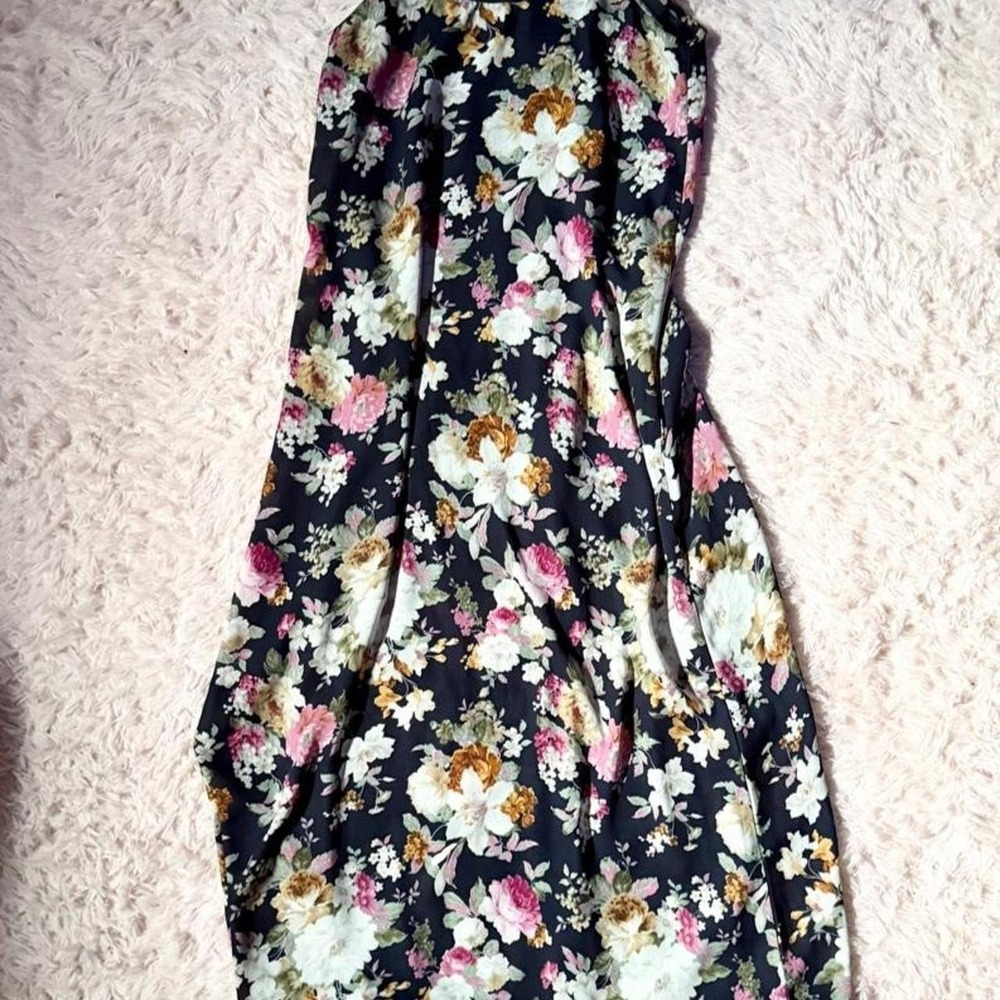 Whimsical Floral Flowy Wedding Guest‎ Romantic Beachy Maxi Dress Womens M Boho